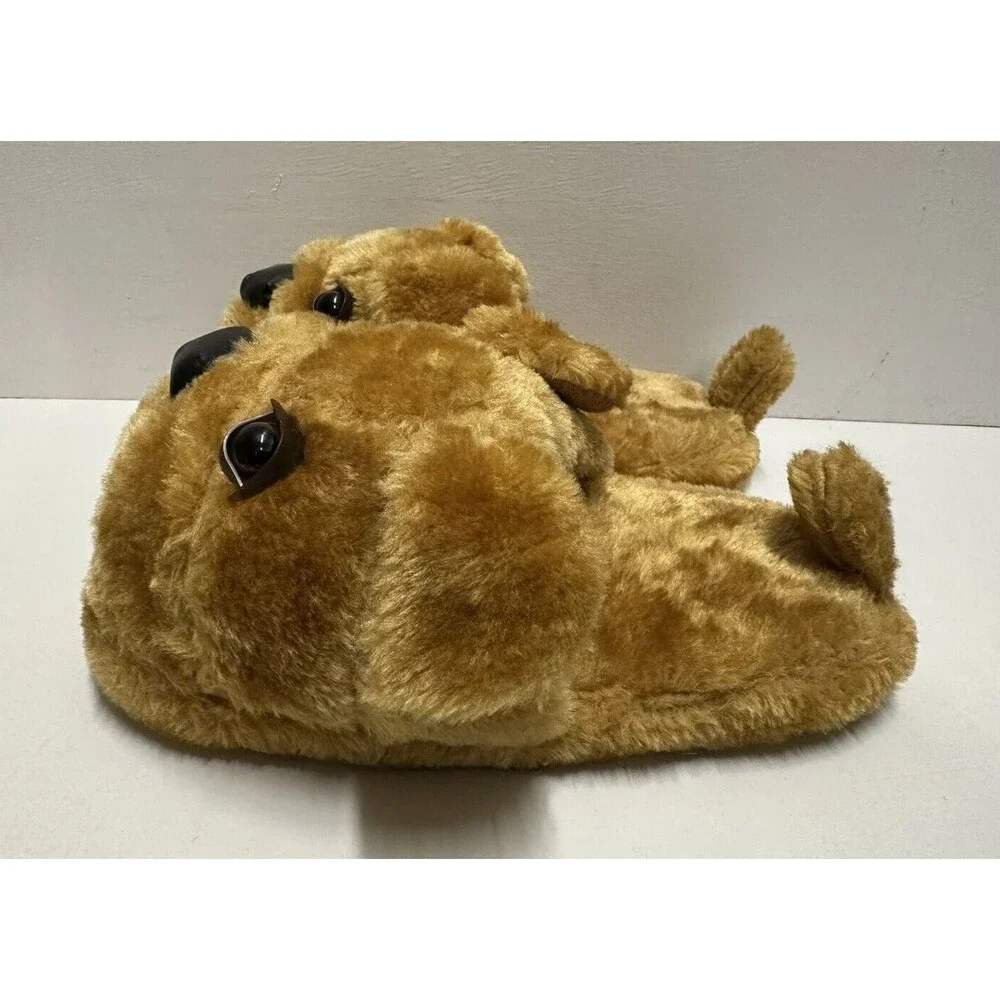 Unbranded size 2/3 plush brown dog slip on house slippers